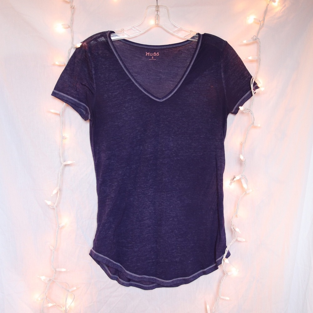 Purple V-neck T-shirt
